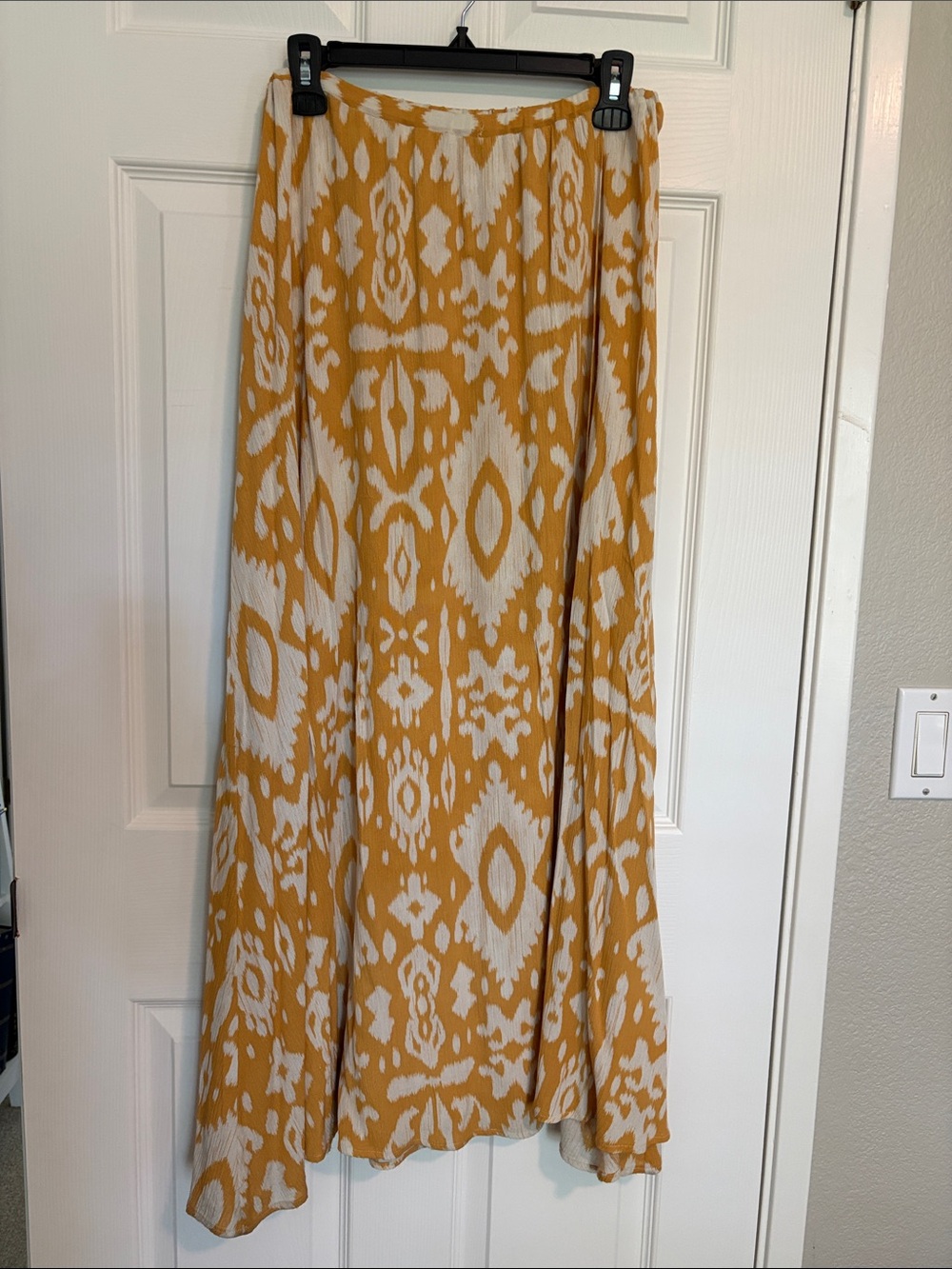 Steve Madden Mustard Yellow and White Ikat Maxi Skirt